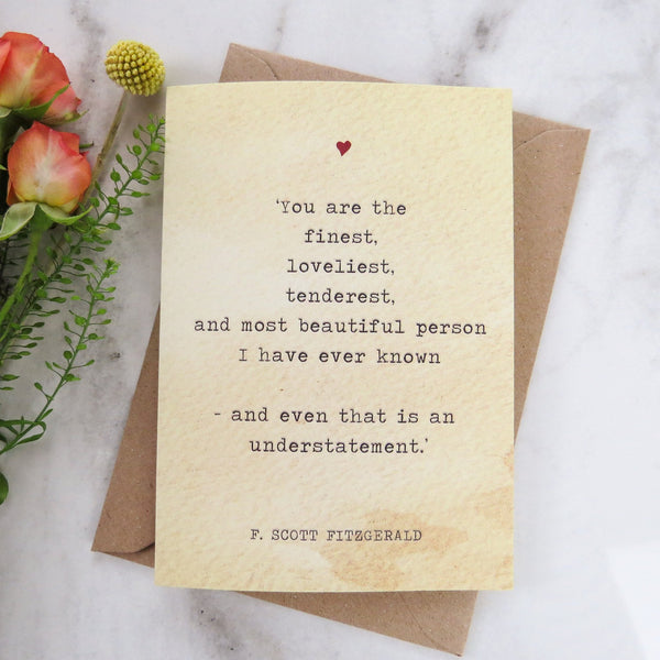 Literature Valentines Card F.Scott Fitzgerald Quote