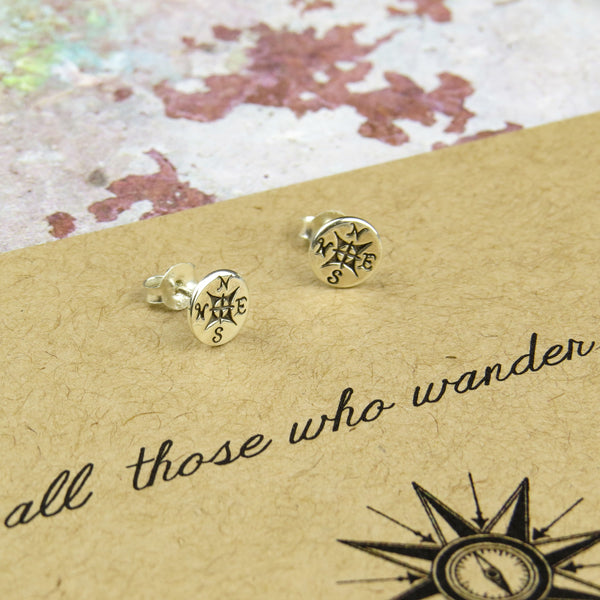 'Not All Who Wander…' Compass Earrings