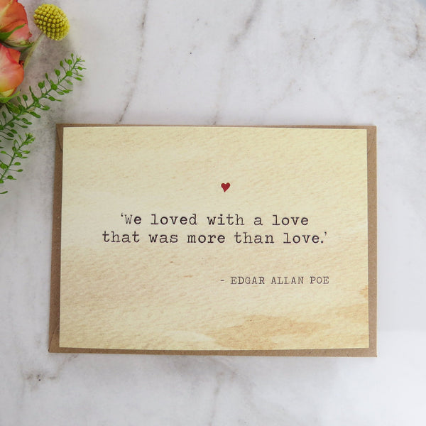 Literature Valentines Card Edgar Allan Poe Quote