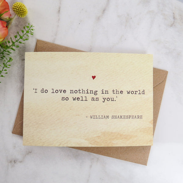 Literature Valentines Card Shakespeare Quote