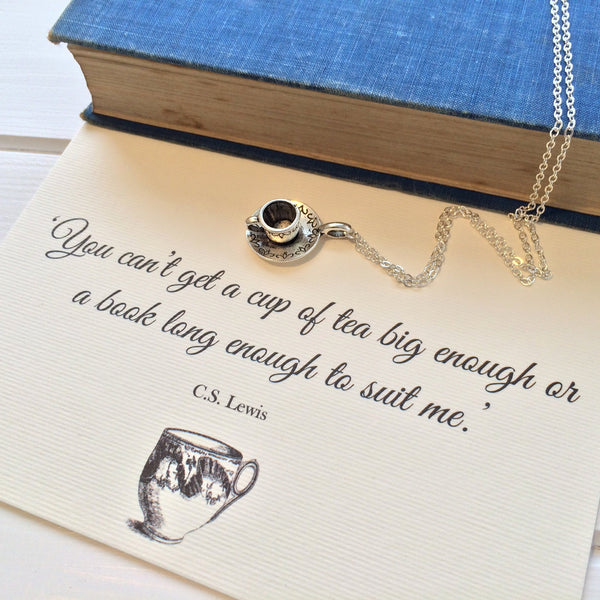 CS Lewis Teacup Necklace - Literary Emporium