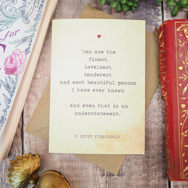 Literature Valentines Card F.Scott Fitzgerald Quote