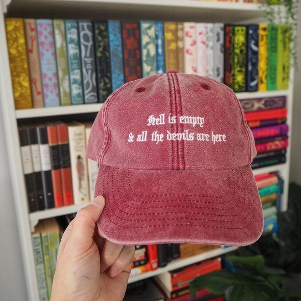 ‘Hell Is Empty’ Embroidered Hat – Vintage Burgundy Cap