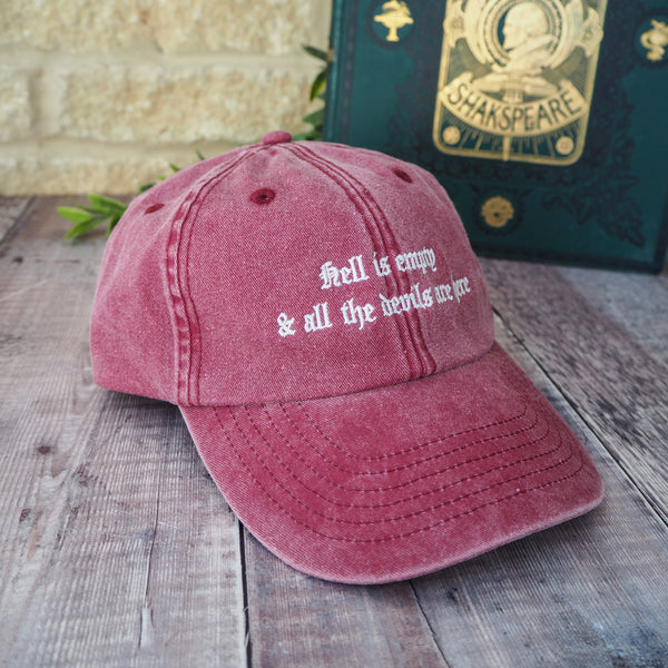 ‘Hell Is Empty’ Embroidered Hat – Vintage Burgundy Cap