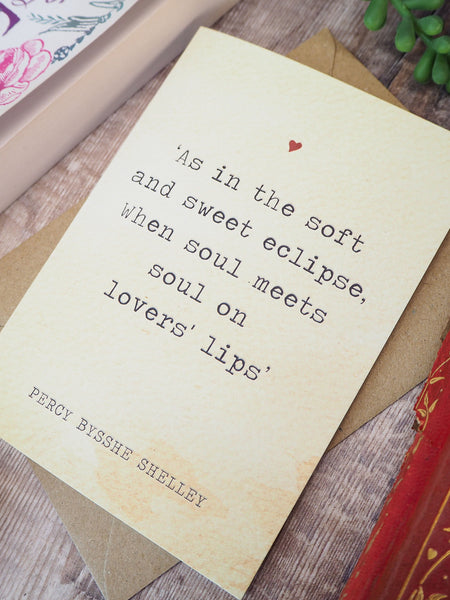 Literature Valentines Card Percy Shelley Quote