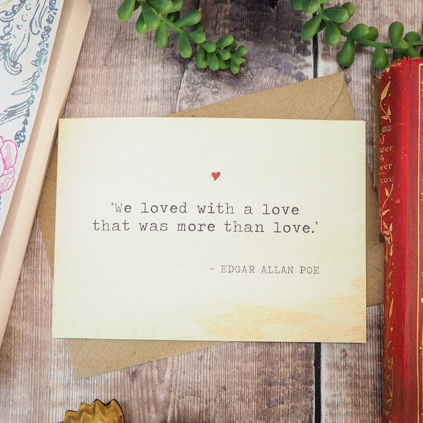 Literature Valentines Card Edgar Allan Poe Quote
