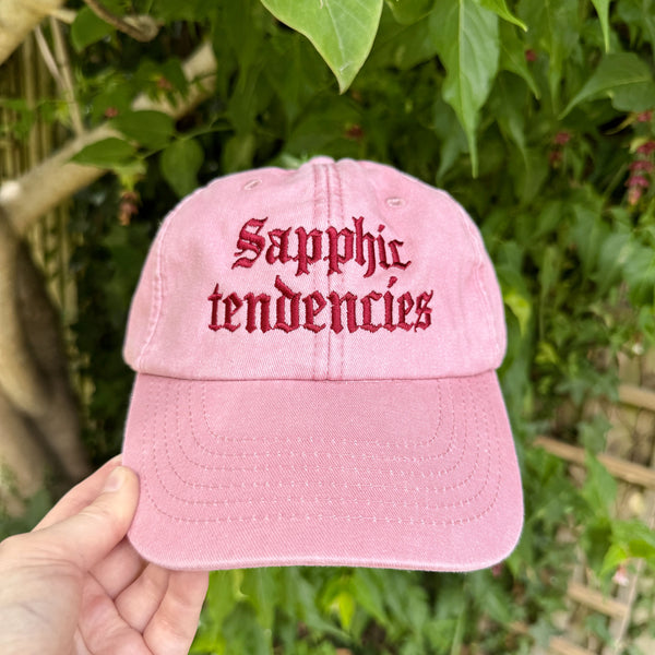 Sapphic Tendencies Embroidered Hat – Vintage Pink Cap