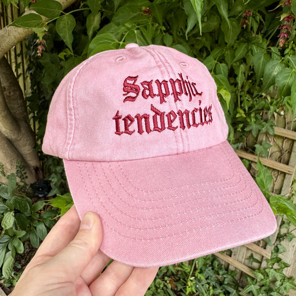 Sapphic Tendencies Embroidered Hat – Vintage Pink Cap