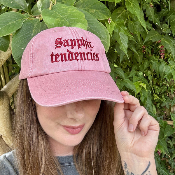 Sapphic Tendencies Embroidered Hat – Vintage Pink Cap