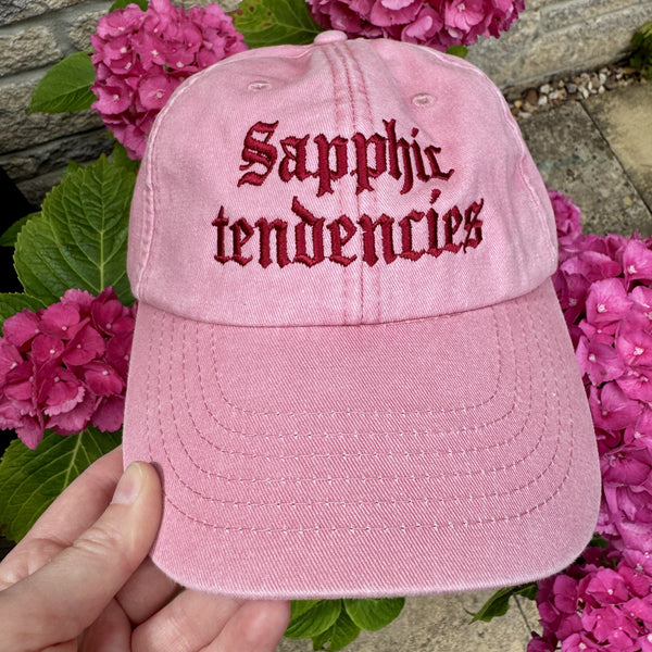 Sapphic Tendencies Embroidered Hat – Vintage Pink Cap