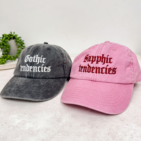 Sapphic Tendencies Embroidered Hat – Vintage Pink Cap