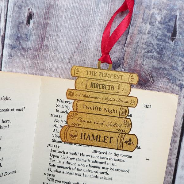 Shakespeare Brass Christmas Tree Decoration & Bookmark