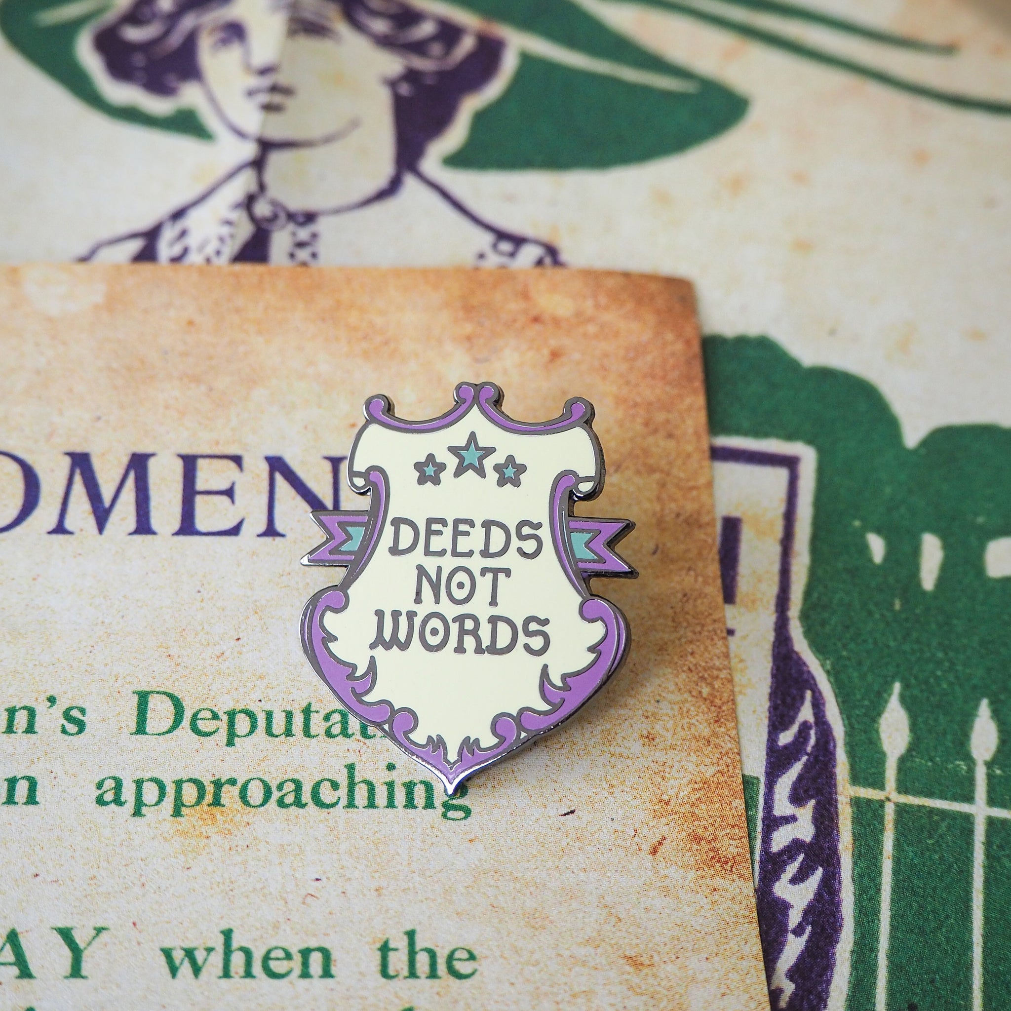 Deeds Not Words Enamel Pin - Votes for Women Collection