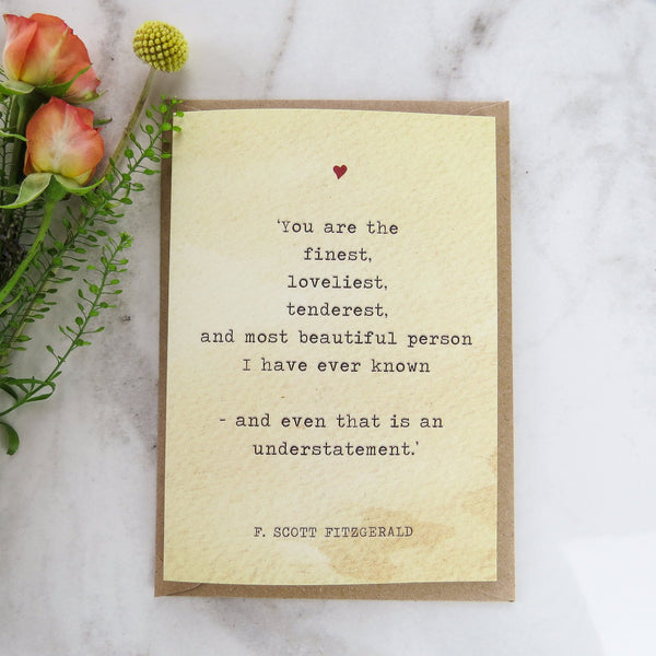 Literature Valentines Card F.Scott Fitzgerald Quote