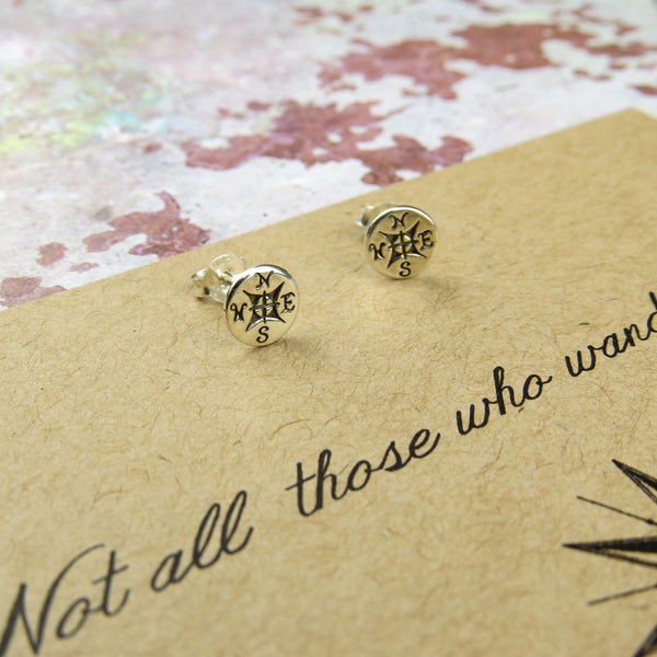 'Not All Who Wander…' Compass Earrings