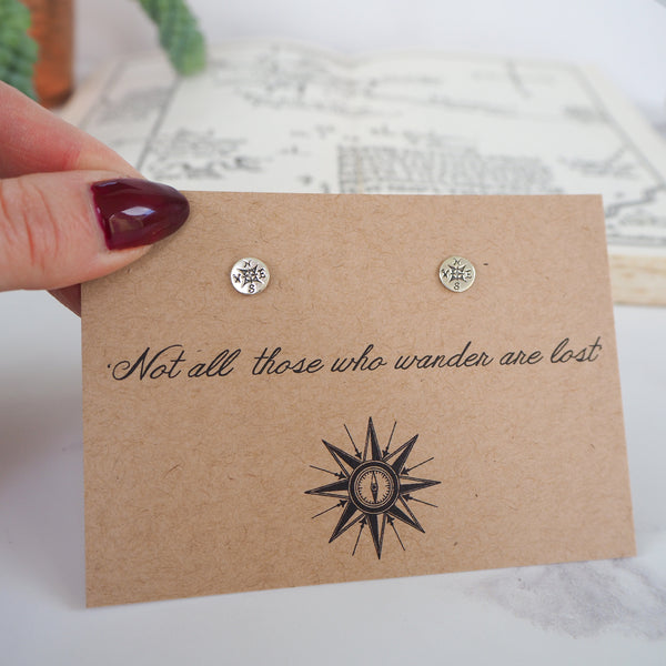 'Not All Who Wander…' Compass Earrings