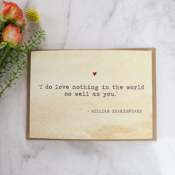 Literature Valentines Card Shakespeare Quote