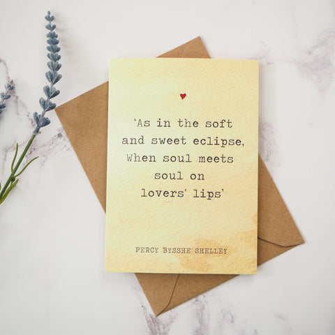 Literature Valentines Card Percy Shelley Quote