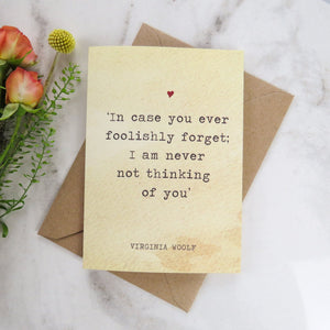 Literature Valentines Card Virginia Woolf Quote